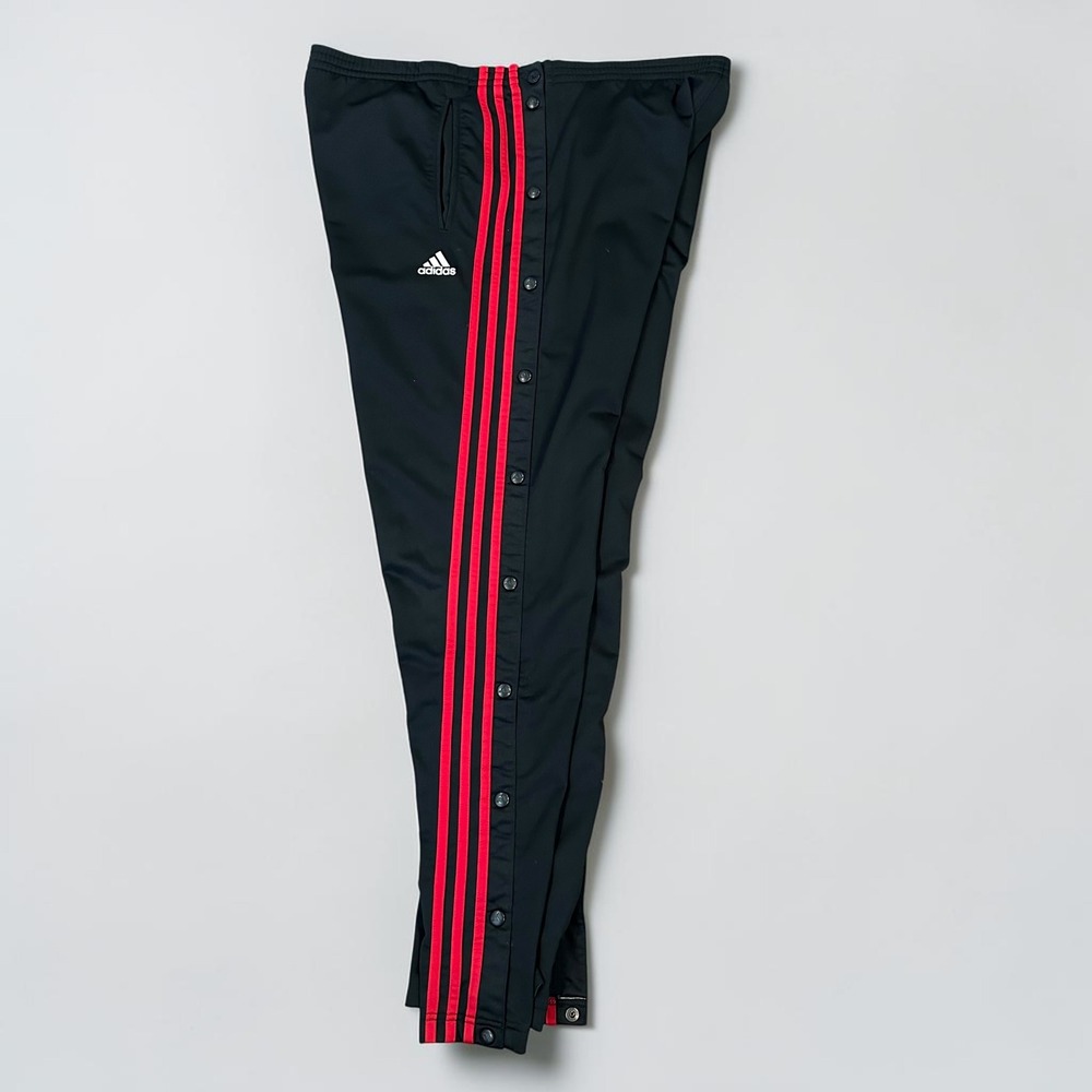 Adidas Adibreak Snap Track Pants Mens Large Black Red Three Stripe Tearaway Y2K